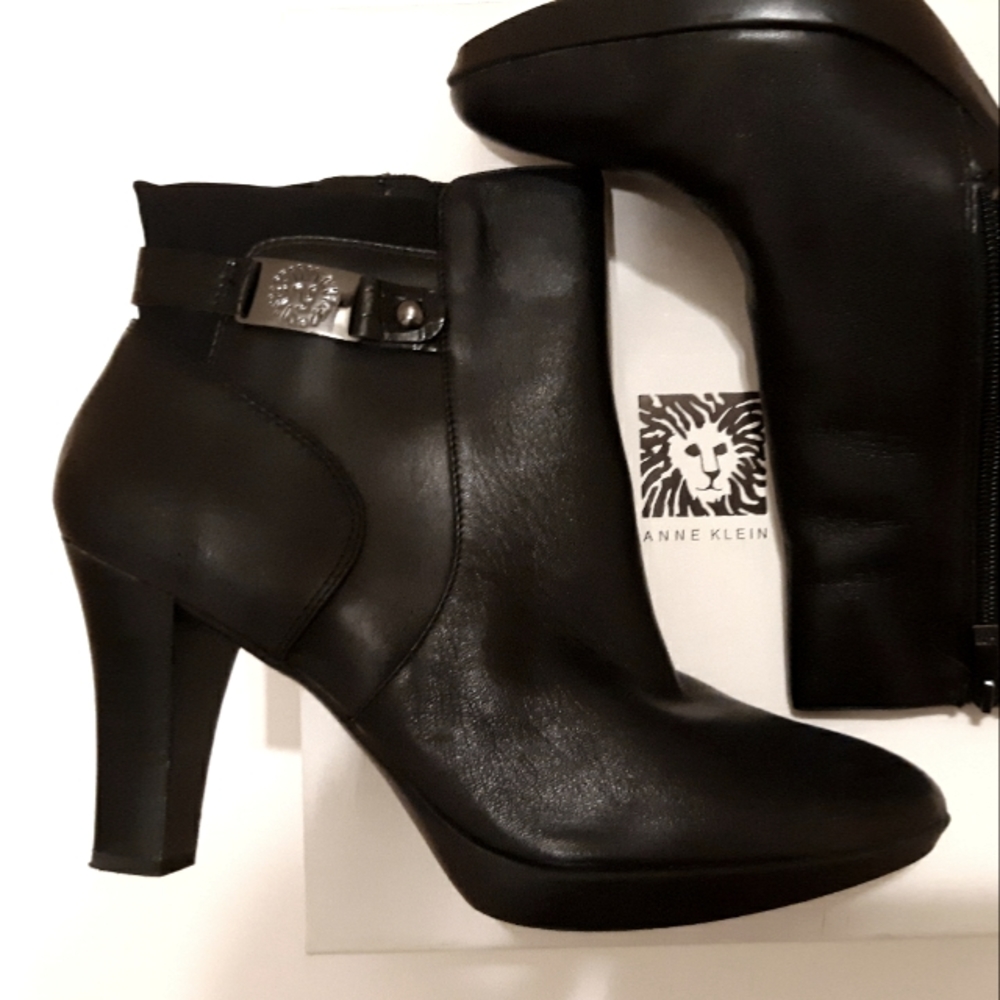 Anne Klein Leather Zipper Boots